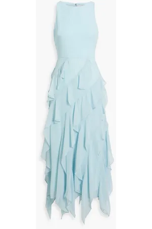 Badgley Mischka Midikleid aus Chiffon mit Rüschen - Blau - US 10