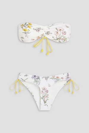 ZIMMERMANN Bandeau-Bikini mit Blumenprint und Raffungen - - 0