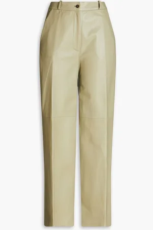 Loulou Studio Hose mit weitem Bein aus Leder - Grün - L