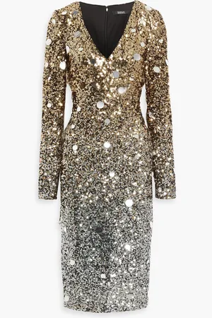 Badgley Mischka Midikleid aus Tüll mit Pailletten und Farbverlauf - Metallic - US 2
