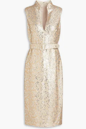 Badgley Mischka Midikleid aus Mesh mit Pailletten - Metallic - US 10