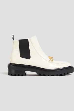 Tory Burch Jessa Chelsea-Boots aus Lackleder mit Verzierung - Weiß - US 8.5