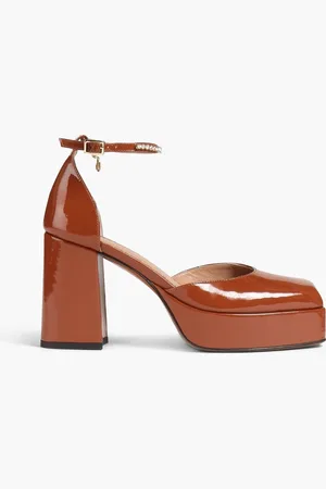Maje Pumps aus Lackleder mit Kristallverzierung und Plateau - Braun - EU 40