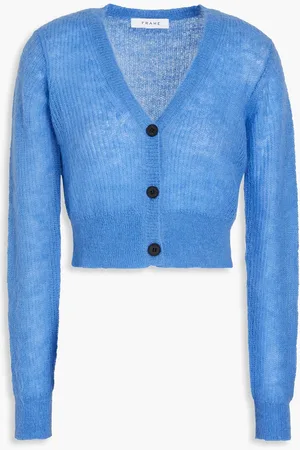 Frame Cropped Strickcardigan - Blau - S