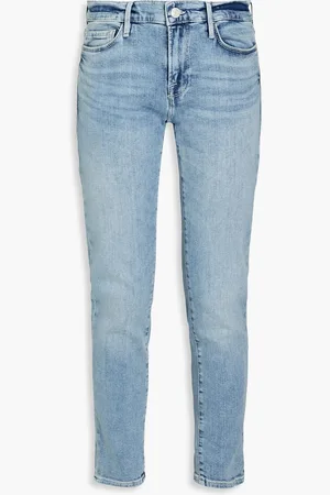 Frame Le Garcon Cropped Boyfriend-Jeans mit schmaler Passform - Blau - 30
