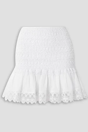 CHARO RUIZ IBIZA Fleur Minirock aus Guipure-Spitze und Voile aus einer Baumwollmischung - - M