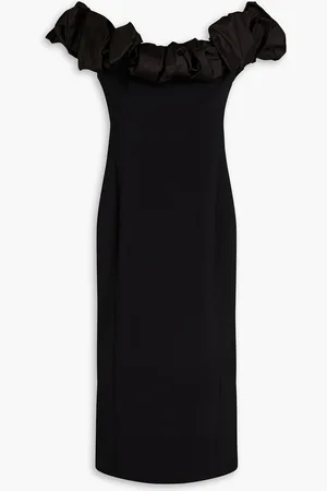 HUISHAN ZHANG Schulterfreies Midikleid aus Crêpe und Taft mit Rüschen - - UK 12