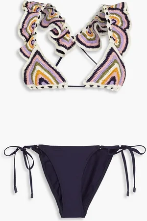 ZIMMERMANN Gehäkelter Triangel-Bikini mit Rüschen - Blau - 3