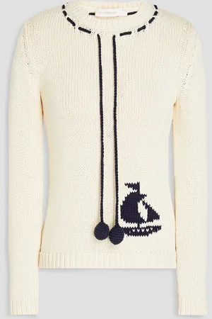 ZIMMERMANN Pullover aus Baumwolle mit Intarsienmuster - Weiß - 0