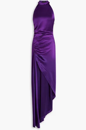 Retrofete Asymmetrisches Kleid aus Satin mit Raffungen - - XXS