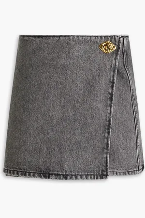 Ganni Mini-Wickelrock aus Denim in ausgewaschener Optik - - DE 42