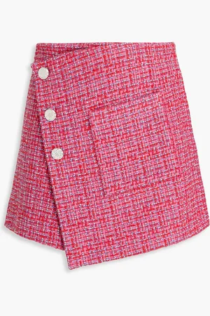 Maje Plissierter Minirock aus Tweed mit Wickeleffekt - - FR 42