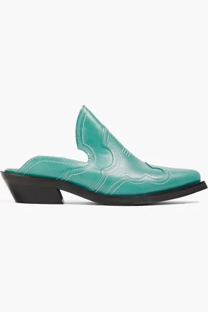 Ganni Mules aus Leder mit Stickereien - Blau - EU 37