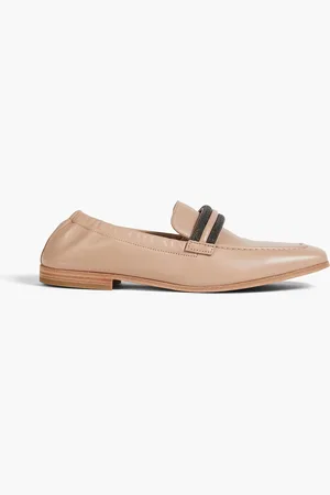 Brunello Cucinelli Loafers aus Leder mit Zierperlen - - EU 36