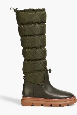 Tory Burch Plateau-Schneestiefel aus gestepptem glänzendem Jacquard - Grün - US 10
