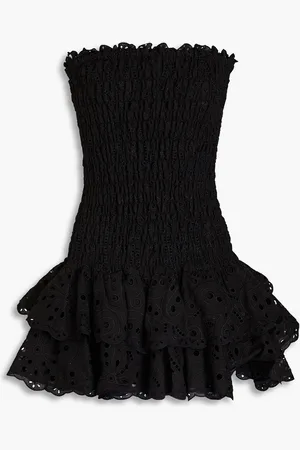 CHARO RUIZ IBIZA Megan trägerloses Minikleid aus einer Baumwollmischung mit Lochstickerei - - L