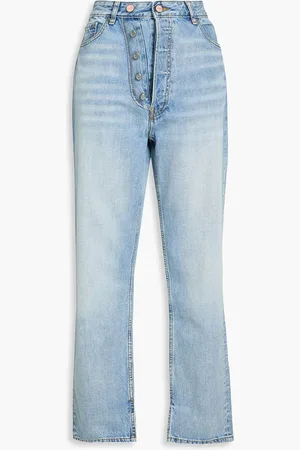 Ganni Hoch sitzende Jeans mit geradem Bein in ausgewaschener Optik - Blau - 30W/ 34L