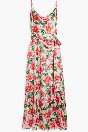 ALICE+OLIVIA Alice Olivia - Samantha drapiertes Midikleid aus Satin mit floralem Print - - US 8