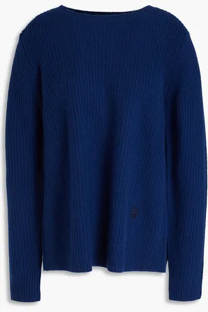 Tory Burch Pullover aus geripptem Kaschmir mit Stickereien - Blau - M