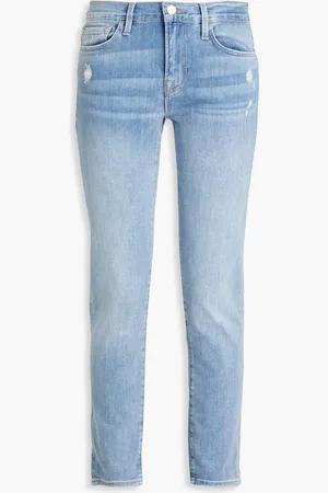 Frame Le Garcon Slim Boyfriend-Jeans in Distressed-Optik - Blau - 31
