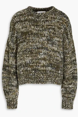 Frame Melierter Pullover aus einer Alpakamischung - Grün - XS