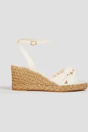 Stuart Weitzman Espadrille-Wedges aus Leder mit Knotendetail - Weiß - EU 40.5