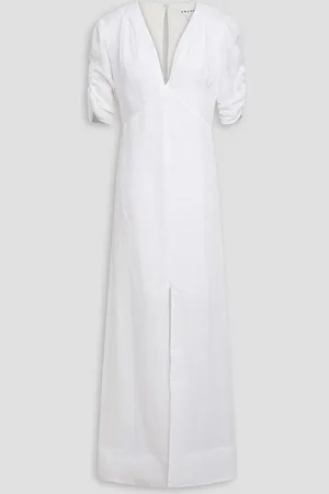 Frame Maxikleid aus Ramie-Gaze mit Raffung - - S