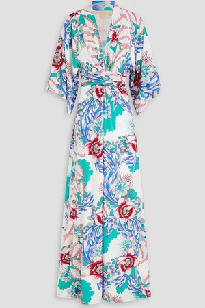 Melissa Odabash Wisdom Maxikleid aus Webstoff mit floralem Print und Wickeleffekt - - M