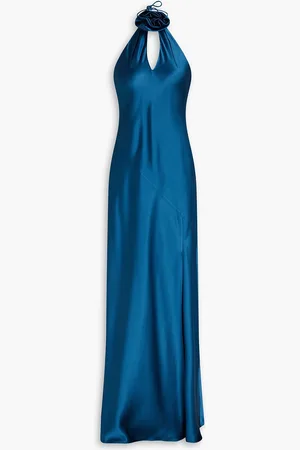 Nicholas Neckholder-Maxikleid aus Satin - Blau - US 12