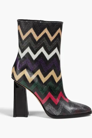 Missoni Ankle Boots aus Häkelstrick in Metallic-Optik - - EU 37