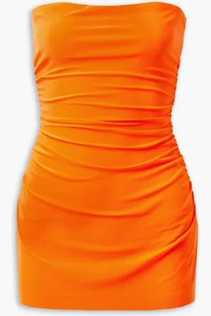 Norma Kamali Trägerloses Minikleid aus Stretch-Jersey mit Raffungen - Orange - FR 38