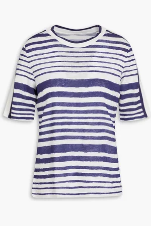 ZIMMERMANN Gestreiftes T-Shirt aus Leinen-Jersey - Blau - 00