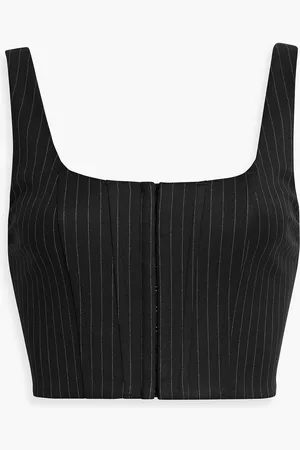 ALICE+OLIVIA Alice Olivia - Breslin Cropped Oberteil aus Twill mit Nadelstreifen - - US 2