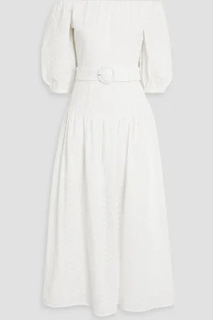 Nicholas Schulterfreies Maxikleid aus Baumwolle mit Lochstickerei - - US 2