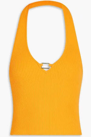 Sandro Cropped Neckholder-Oberteil aus Rippstrick mit Applikationen - - 3