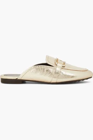Tory Burch Georgia Slippers aus Metallic-Leder mit Verzierung - Metallic - US 5