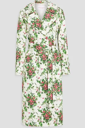 Carolina Herrera Trenchcoat aus Faille aus einer Baumwollmischung mit floralem Print - - US 2