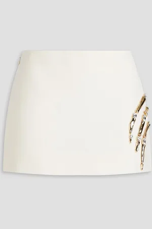 AREA Claw Minirock aus Crêpe aus einer Wollmischung mit Cut-outs und Verzierung - Weiß - US 12