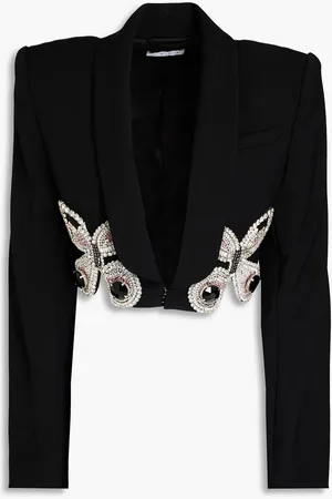 AREA Cropped Blazer aus einer Wollmischung mit Verzierung - - US 2