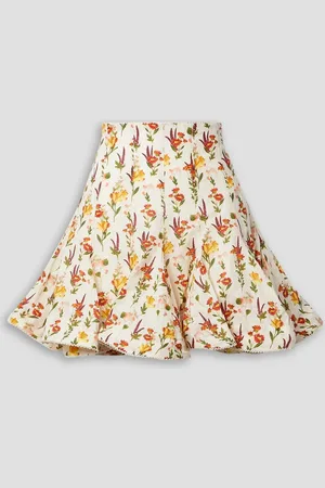 Agua by Agua Bendita Cerezo Clementina Minirock aus Leinen mit Blumenprint und Häkelbesätzen - Weiß - XS