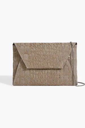 Brunello Cucinelli Kuvert-Clutch aus Veloursleder mit Verzierung - Neutral - OneSize