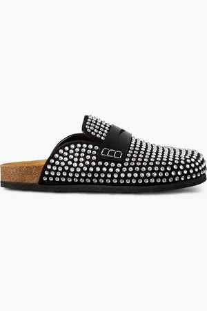 J.W.Anderson Slippers aus Veloursleder mit Kristallen und Lederbesatz - - EU 35