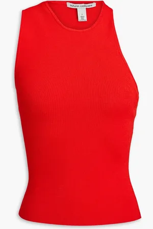 AUTUMN CASHMERE Asymmetrisches Tanktop aus Rippstrick - Rot - S
