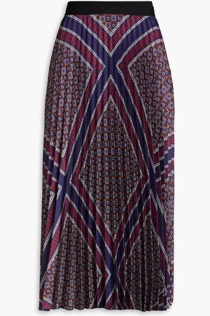 Sandro Midirock aus glänzendem Twill mit Falten und Print - Blau - FR 34