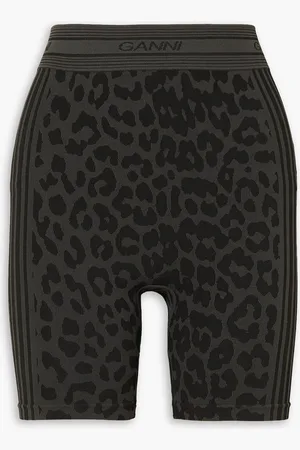 Ganni Shorts aus Stretch-Jersey mit recycelten Fasern und Leopardenprint - - M