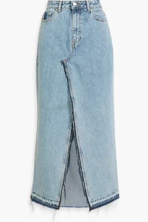 Ganni Midirock aus Denim in Distressed-Optik - Blau - 31