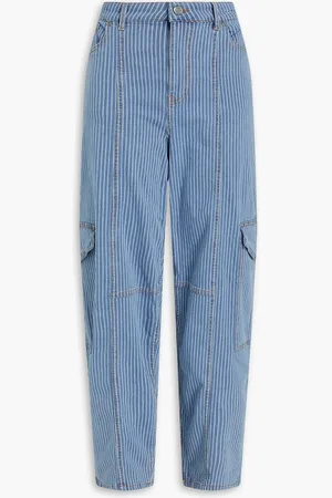 Ganni Hoch sitzende Karottenjeans mit Streifen - Blau - 33