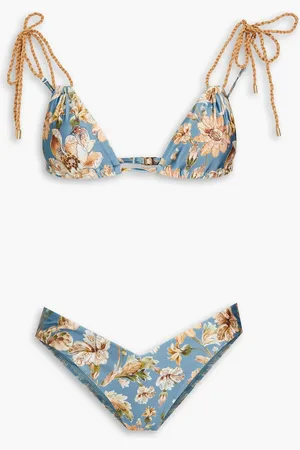 ZIMMERMANN Triangel-Bikini mit floralem Print - Blau - 0