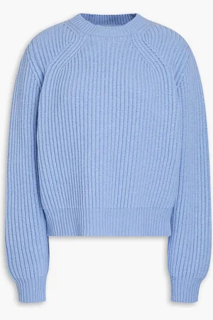 Another Tomorrow Gerippter Pullover aus einer Kaschmir-Wollmischung - Blau - M
