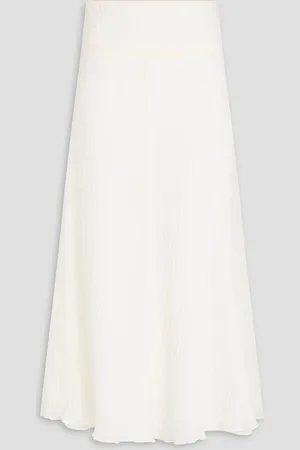 BITE Plissierter Midirock aus Organza aus einer Baumwoll-Seidenmischung - Weiß - UK 10